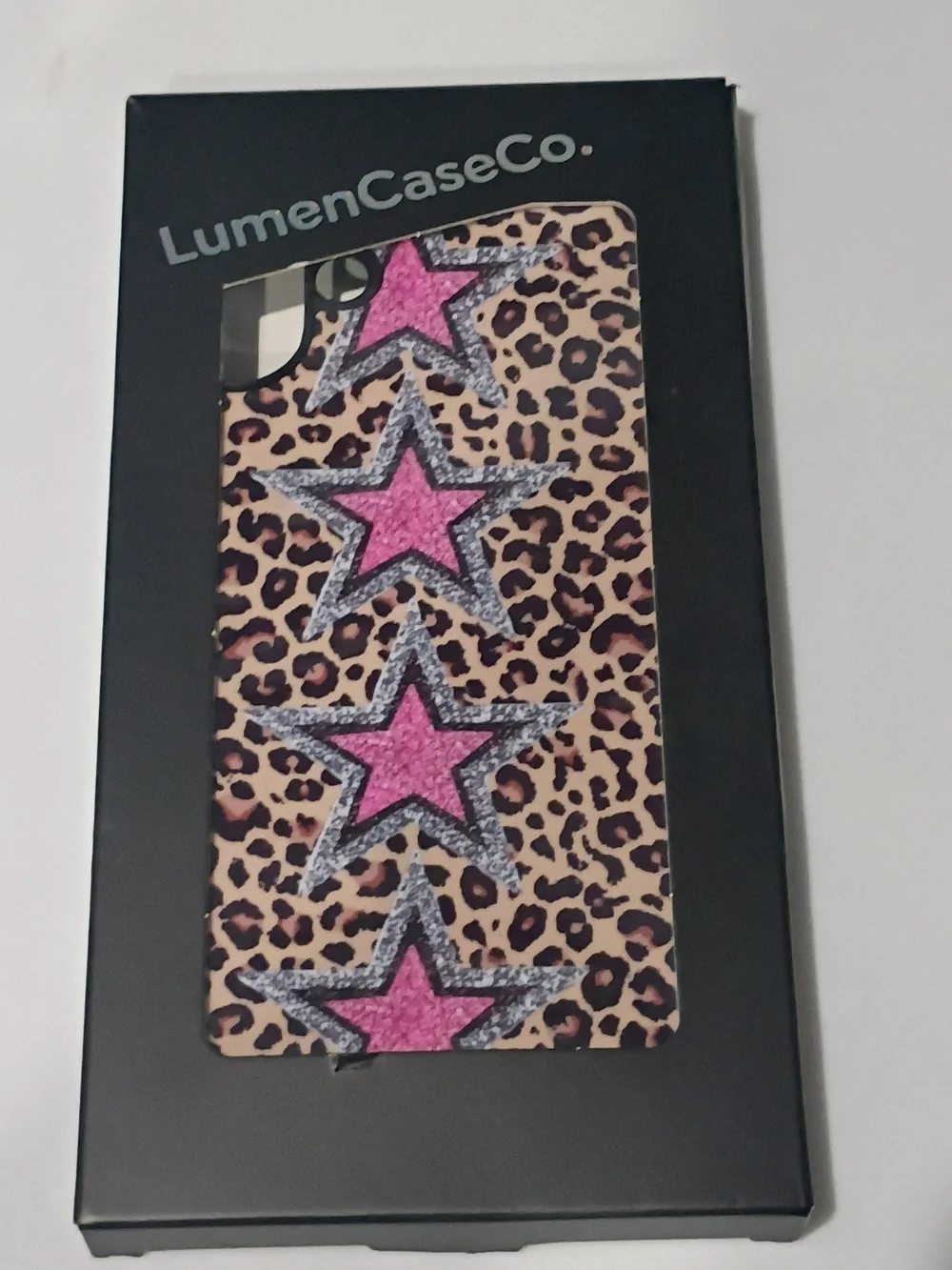 Leopard Print IPhone 16 Plus Case with Pink Stars